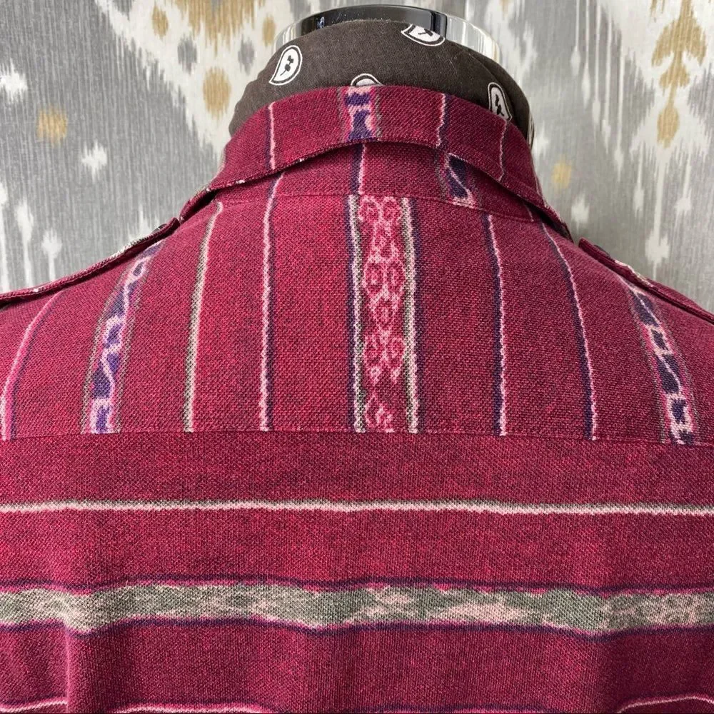 Polo Ralph Lauren Southwest Red Desert Print Cotton Mesh Knit Button Up Shirt